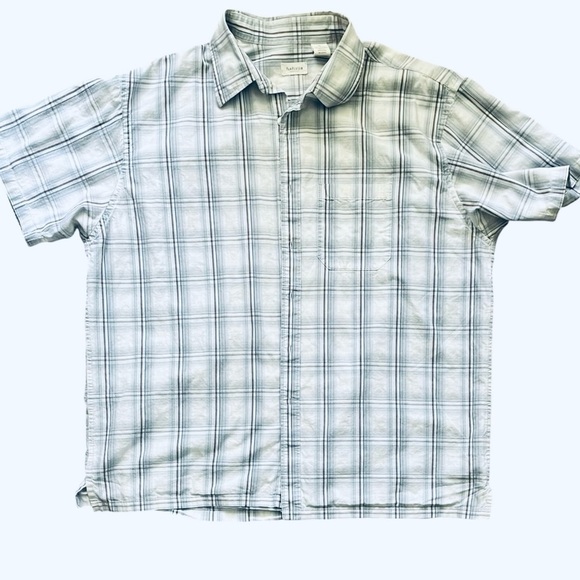 Van Heusen shirt blue white plaid XL (17-17.5) short sleeve button down collar - Picture 6 of 16
